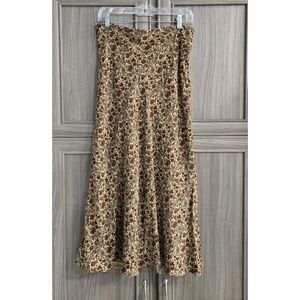 Kate Hill 100% Silk Maroon Beige Gray Floral Fully Lined Maxi Skirt Size 14P